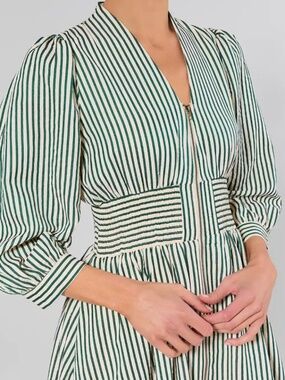 Brantley Green Striped Midi Dress